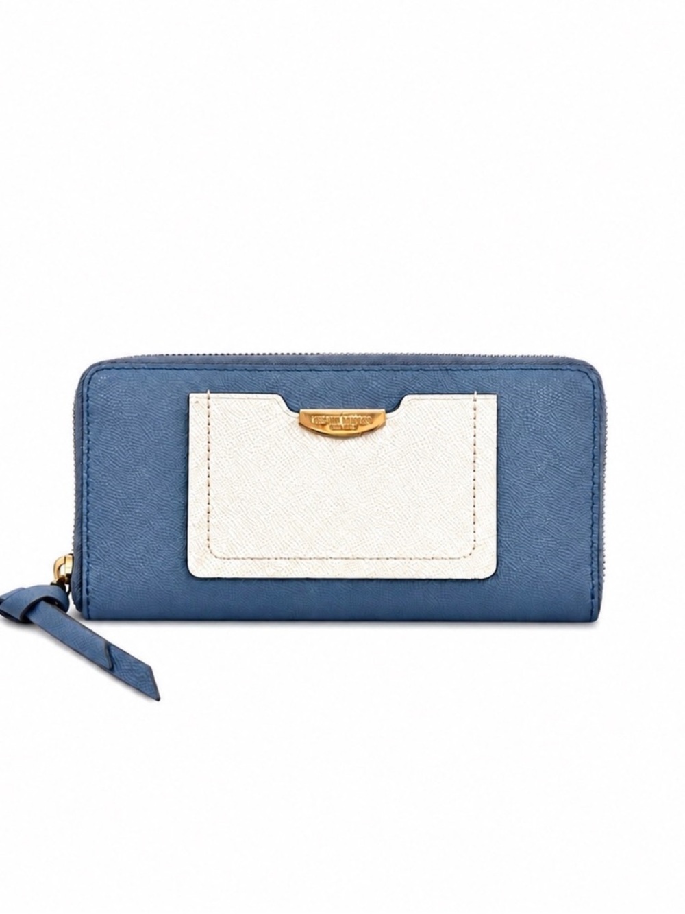 Henri Bendel Colorblock Saffiano Leather Long Zip Wallet w/Front Card Pocket EUC